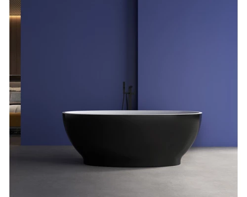 Ванна акриловая Abber 165 х 80 x 60 см, отдельностоящая, черная матовая, AB9207MB