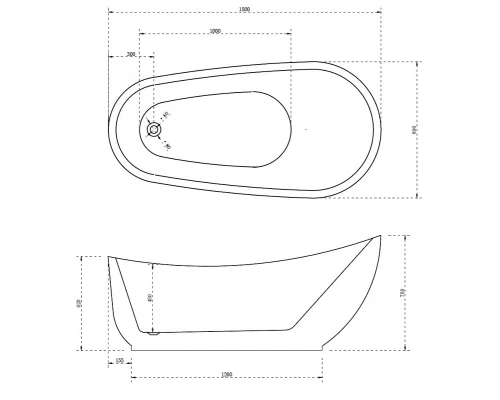 Ванна акриловая Abber AB9288, цвет белый, 180 х 89 х 76 см