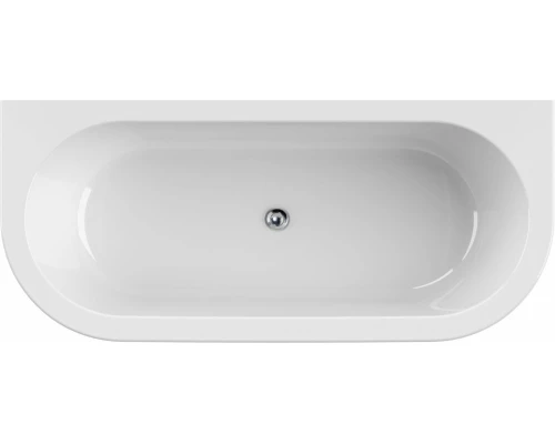 Ванна акриловая Cezares Slim Wall, 180 х 79 см, черная фронтальная панель, чаша белая, SLIM WALL-180-80-60-NERO-SET