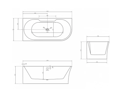Ванна акриловая Abber 170 х 78 x 60 см, белая, AB9335-1.7 L/R
