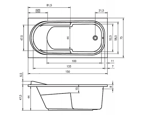 Ванна акриловая Riho Columbia 150 x 75 см