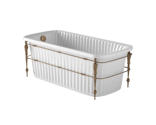 Ванна Migliore Olivia Console 174 х 80 х 66 см, из литьевого мрамора, фурнитура бронза, панель белая глянцевая, 24378