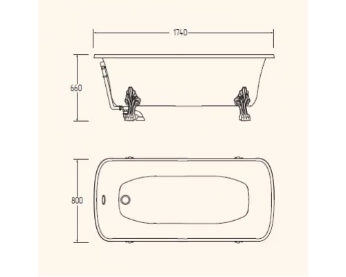 Ванна из литьевого мрамора Migliore Olivia 26923 на лапах "LEON" Standart, фурнитура хром