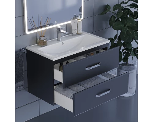 Тумба под раковину для ванной Uperwood Foster (80 см, подвесная, черная)