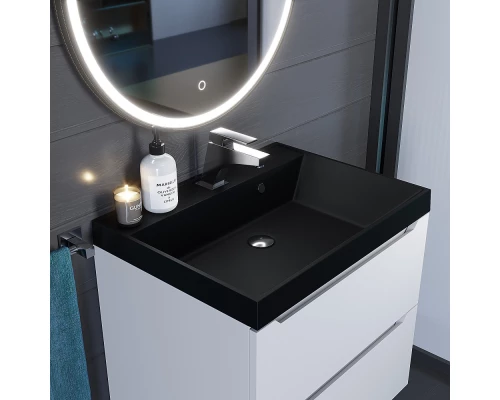 Раковина кварцевая для ванной Uperwood Classic Quartz (60 см, черная матовая, космос)