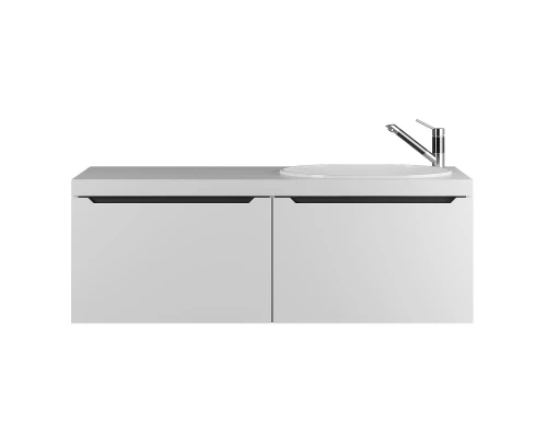 Тумба с раковиной для ванной комнаты Uperwood Tanos-Bruks (120 см, подвесная, правая, белая/графит)