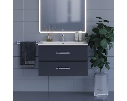 Тумба под раковину для ванной Uperwood Foster (80 см, подвесная, черная)