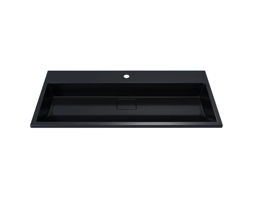 Раковина для ванной полувстраиваемая Uperwood Barsa, 100 см, прямоугольная, черная глянцевая
