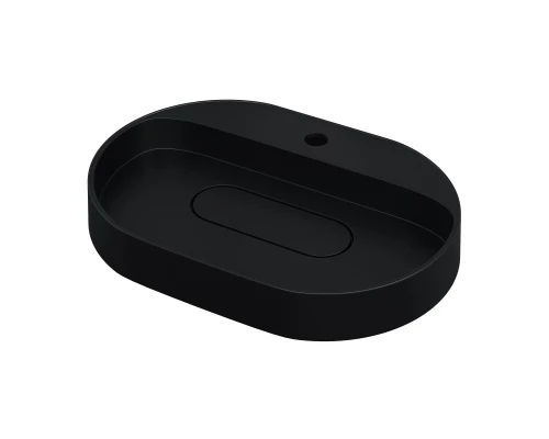 Раковина накладная кварцевая Uperwood Tanos Quartz 55х40х10 см, овальная, черная матовая, уголь