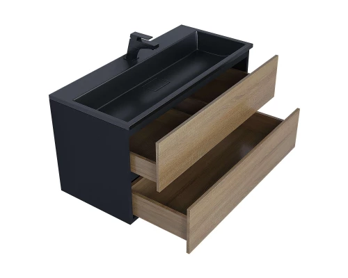 Раковина для ванной полувстраиваемая Uperwood Barsa (100 см, прямоугольная, черная)