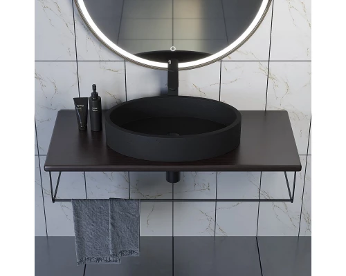 Комплект столешница для ванной Uperwood Tanos (с накладной раковиной Rome и кронштейнами 100 см, бук темный)