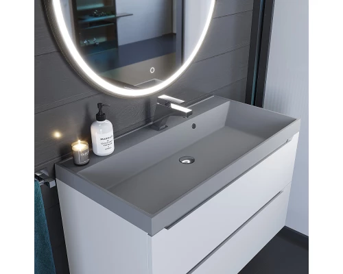 Раковина кварцевая для ванной Uperwood Classic Quartz (100 см, серая матовая, бетон)