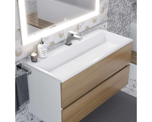 Раковина для ванной полувстраиваемая Uperwood Barsa (100 см, прямоугольная, белая)