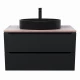Комплект Тумба со столешницей для ванной Uperwood Tanos (90 см, черная/бук светлый, с накладной раковиной Rome, цвет черный)