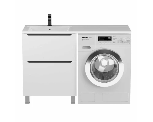 Тумба под стиральную машину Uperwood Tanos (60 см, напольная, белая/графит, 2 ящика)