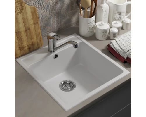 Кухонная мойка из искусственного камня Uperwood UPD-406 (прямоугольная, цвет туман)