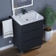 Тумба под раковину для ванной комнаты Uperwood Tanos напольная (60 см, черная, 3 ящика)