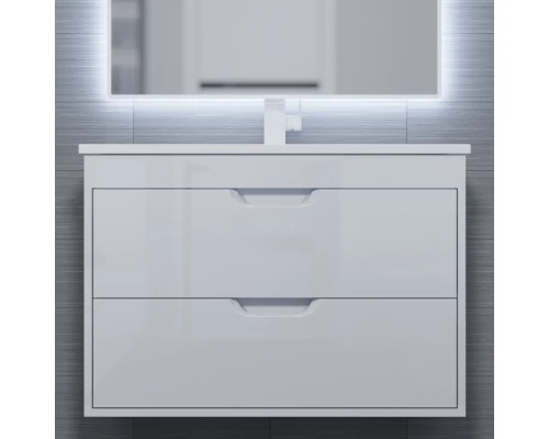 Тумба с раковиной для ванной Uperwood Modul (80 см, подвесная, глянцевая, белая)