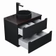 Комплект Тумба со столешницей для ванной Uperwood Tanos (70 см, черная/бук темный, с накладной раковиной Round, цвет черный)