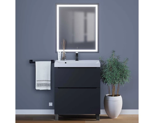 Тумба под раковину для ванной комнаты Uperwood Tanos напольная (70 см, черная, 2 ящика)