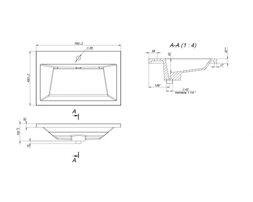 Раковина для ванной Uperwood Olivia 70 см, белая глянцевая