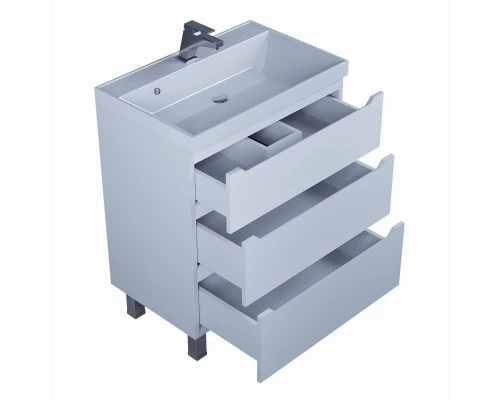 Тумба под раковину для ванной комнаты Uperwood Tanos напольная (70 см, белая, 3 ящика)