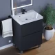 Тумба под раковину для ванной комнаты Uperwood Tanos напольная (60 см, черная, 2 ящика)