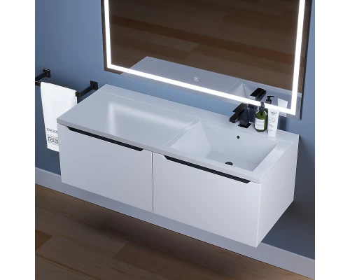 Тумба под раковину для ванной комнаты Uperwood Tanos (120 см, подвесная, правая, белая/графит)