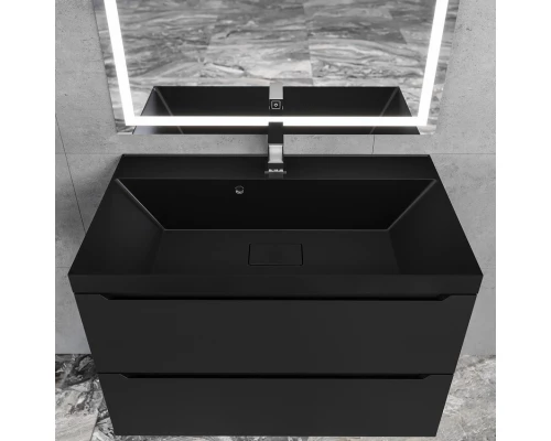 Раковина для ванной Uperwood Classic New 80 см, черная глянцевая, с накладкой для слива