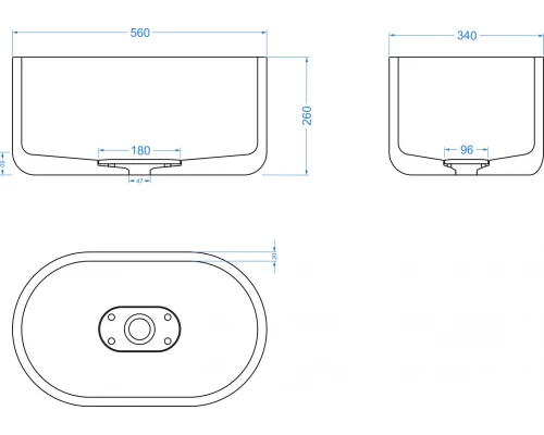 Раковина для ванной комнаты накладная Uperwood Venice (56*34 см, овальная, графит)