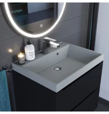 Раковина кварцевая для ванной Uperwood Classic Quartz (70 см, серая матовая, платина)