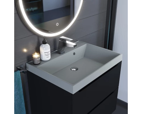 Раковина кварцевая для ванной Uperwood Classic Quartz (70 см, серая матовая, платина)