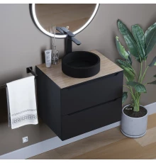 Раковина для ванной комнаты накладная Uperwood Round (34 см, круглая, черный)