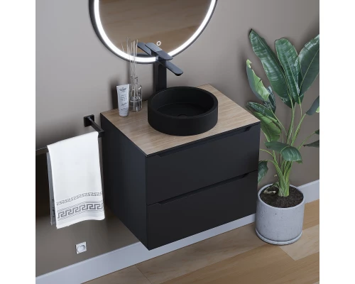 Раковина для ванной комнаты накладная Uperwood Round (34 см, круглая, черный)