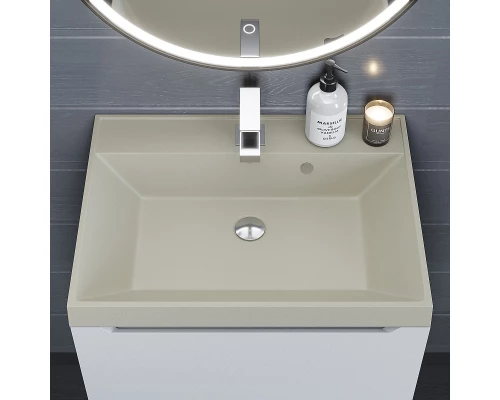 Раковина кварцевая для ванной Uperwood Classic Quartz (70 см, бежевая матовая, лён)