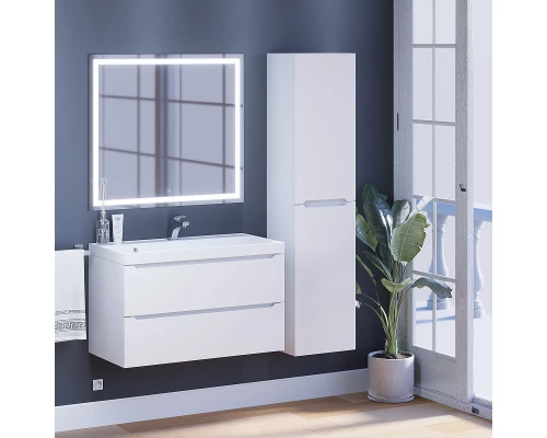 Тумба с раковиной для ванной Uperwood Tanos (90 см, подвесная, матовая, белая)