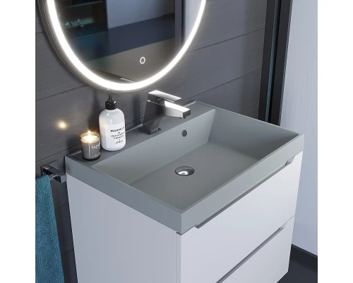 Раковина кварцевая для ванной Uperwood Classic Quartz (60 см, серая матовая, платина)