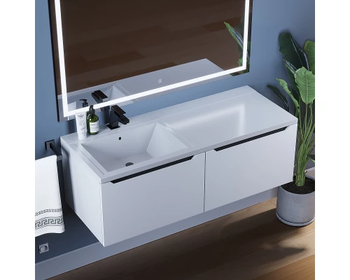 Тумба с раковиной Uperwood Tanos-Cosmos 120 см, подвесная, левая, белый/графит