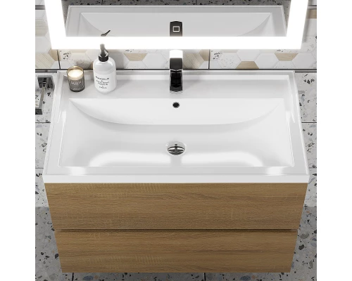 Раковина для ванной полувстраиваемая Uperwood Family (80 см, прямоугольная, белая)