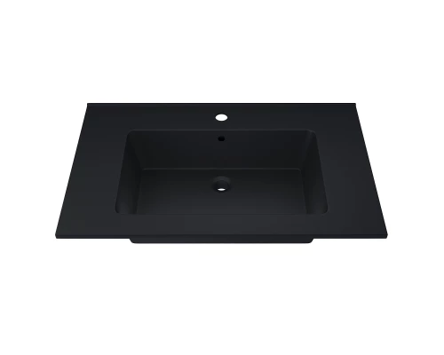 Раковина для ванной полувстраиваемая Uperwood Parma Quartz (75 см, черная матовая, уголь)