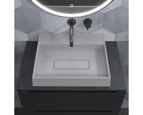 Раковина накладная кварцевая Uperwood Tanos Quartz 50 см, прямоугольная, без отверстия для смесителя, жасмин