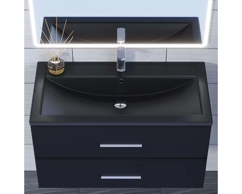 Раковина кварцевая для ванной Uperwood Foster Quartz (90 см, черная матовая, космос)