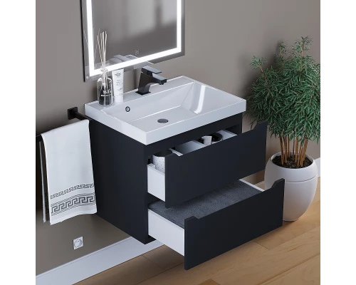 Тумба под раковину для ванной комнаты Uperwood Tanos подвесная (60 см, черная)