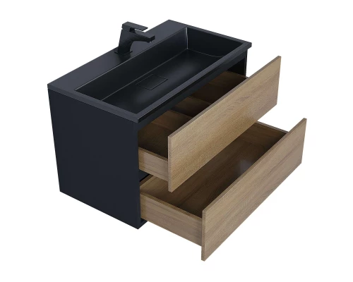 Раковина для ванной полувстраиваемая Uperwood Barsa (80 см, прямоугольная, черная)