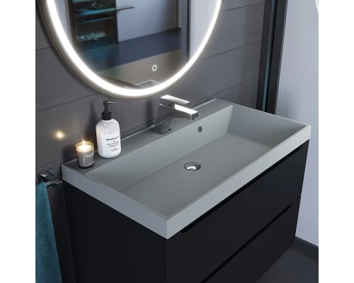 Раковина кварцевая для ванной Uperwood Classic Quartz (80 см, серая матовая, платина)