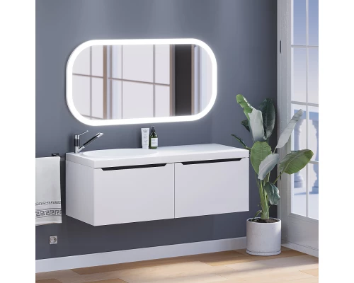 Тумба с раковиной для ванной комнаты Uperwood Tanos-Bruks (120 см, подвесная, левая, белая/графит)