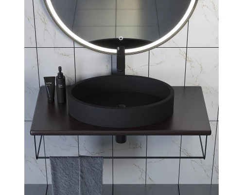 Комплект столешница для ванной Uperwood Tanos (с накладной раковиной Rome и кронштейнами 90 см, бук темный)