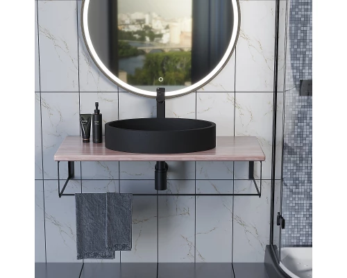 Комплект столешница для ванной Uperwood Tanos (с накладной раковиной Rome и кронштейнами 100 см, бук светлый)