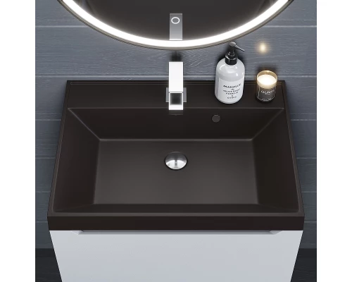 Раковина кварцевая для ванной Uperwood Classic Quartz (60 см, коричневая матовая, трюфель)