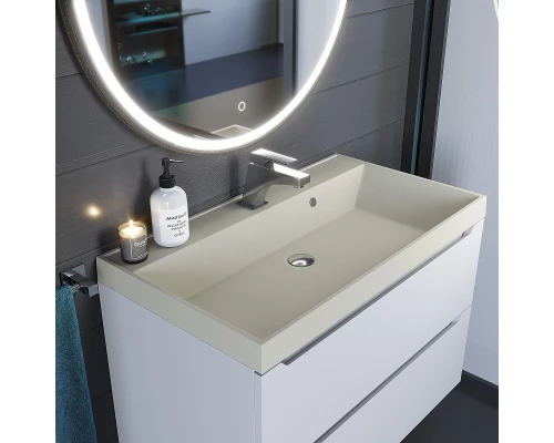 Раковина кварцевая для ванной Uperwood Classic Quartz (80 см, бежевая матовая, лён)